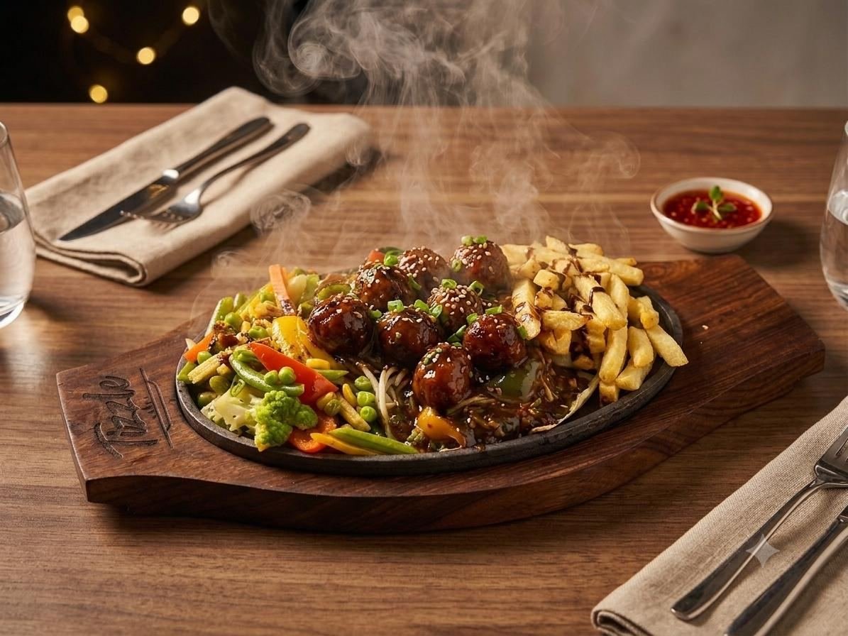 Manchurian sizzler steaming hot